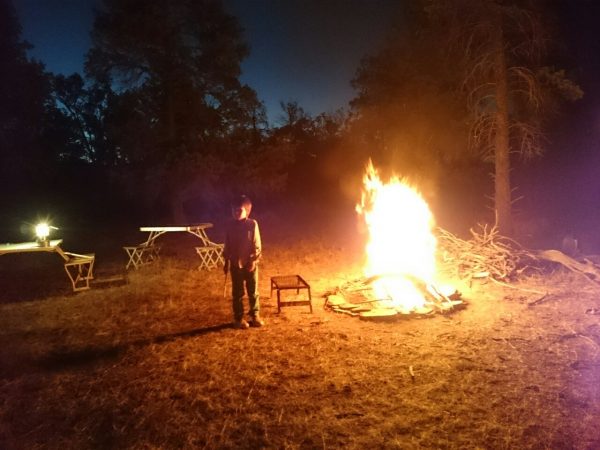 A merry blaze. One of the great advantages of camping outside the national park.